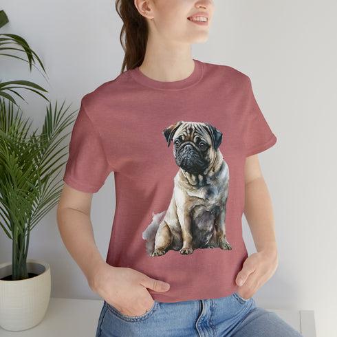 Loving Pug in Watercolor - Short Sleeve Tee